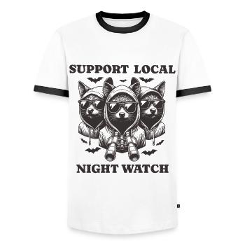 bat Love Support Local night watch - Men's Ringer Shirt - white/black - Front - AI Model Female 172 light (172cm) & AI Model Male 178 dark (178cm)