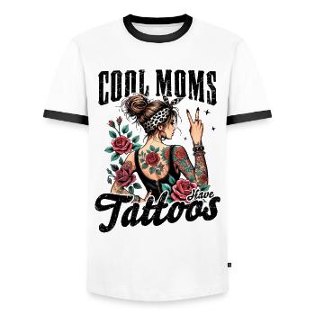 Les mamans cool ont des tatouages - T-shirt contrasté Homme - blanc/noir - Devant - AI Model Female 172 light (172cm) & AI Model Male 178 dark (178cm)