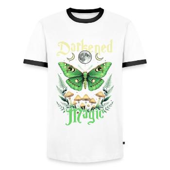 Fairycore Fée Gothique Darkened Magic - T-shirt contrasté Homme - blanc/noir - Devant - AI Model Female 172 light (172cm) & AI Model Male 178 dark (178cm)