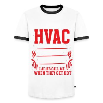 Air Conditioning Technician HVAC Installer - Men's Ringer Shirt - white/black - Front - AI Model Female 172 light (172cm) & AI Model Male 178 dark (178cm)
