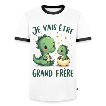 Futur Grand Frère Je vais être Grand Frère - T-shirt contrasté Homme - blanc/noir - Devant - AI Model Female 172 light (172cm) & AI Model Male 178 dark (178cm)