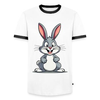 Funny Easter Bunny Cute Bunny Easter - Men's Ringer Shirt - white/black - Front - AI Model Female 172 light (172cm) & AI Model Male 178 dark (178cm)