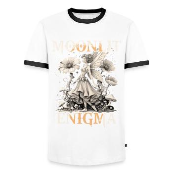 Fairycore Fee Gotisch Moonlit Enigma - Männer Kontrast-T-Shirt - Weiß/Schwarz - Vorne - AI Model Female 172 light (172cm) & AI Model Male 178 dark (178cm)