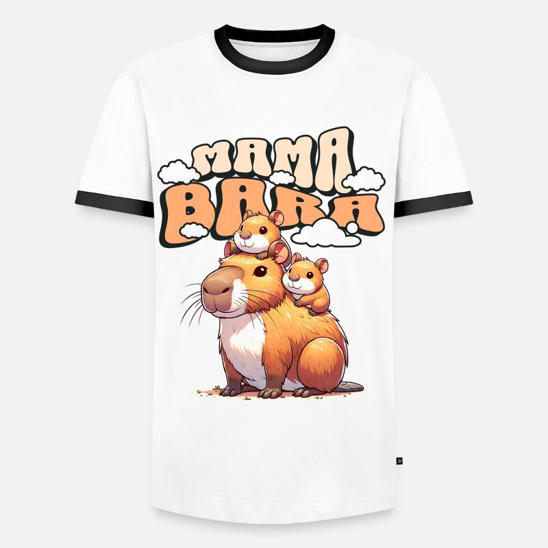 Mamabara Mutter Capybara - Männer Kontrast-T-Shirt - Weiß/Schwarz