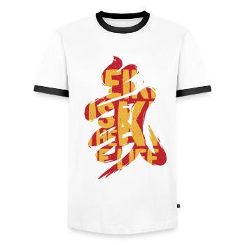 Massage Reiki Le Reiki est le Ki de la Vie - T-shirt contrasté Homme - blanc/noir - Devant - AI Model Female 172 light (172cm) & AI Model Male 178 dark (178cm)