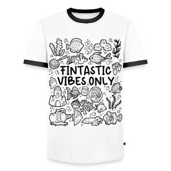 Fintastic Vibes Only – Aquarium - Männer Kontrast-T-Shirt - Weiß/Schwarz - Vorne - AI Model Female 172 light (172cm) & AI Model Male 178 dark (178cm)
