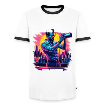 Bartender Barman Salute To The Shaker - Men's Ringer Shirt - white/black - Front - AI Model Female 172 light (172cm) & AI Model Male 178 dark (178cm)