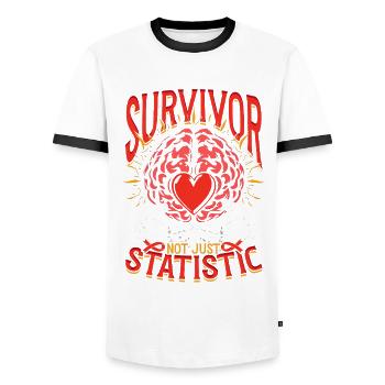 Stroke Recovery Survivor Not Just Statistic - Men's Ringer Shirt - white/black - Front - AI Model Female 172 light (172cm) & AI Model Male 178 dark (178cm)