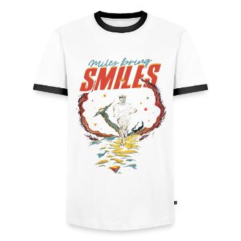 Marathon Marathons Coureurs Running - T-shirt contrasté Homme - blanc/noir - Devant - AI Model Female 172 light (172cm) & AI Model Male 178 dark (178cm)