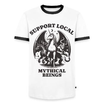 dragons unicorn Lovers - Support Local mythical - Männer Kontrast-T-Shirt - Weiß/Schwarz - Vorne - AI Model Female 172 light (172cm) & AI Model Male 178 dark (178cm)