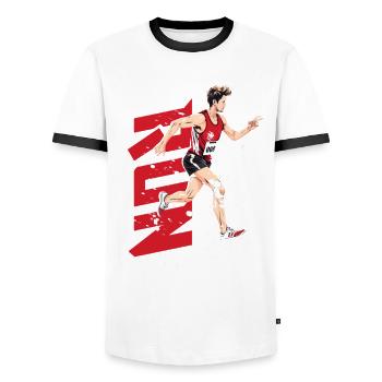 Marathon Marathonläufer Run Until Beer - T-shirt contrasté Homme - blanc/noir - Devant - AI Model Female 172 light (172cm) & AI Model Male 178 dark (178cm)