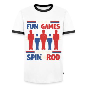 Table de baby-foot Spin The Rod - T-shirt contrasté Homme - blanc/noir - Devant - AI Model Female 172 light (172cm) & AI Model Male 178 dark (178cm)