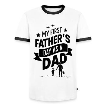My First Fathers Day Baby Announcement Dad - Men's Ringer Shirt - white/black - Front - AI Model Female 172 light (172cm) & AI Model Male 178 dark (178cm)
