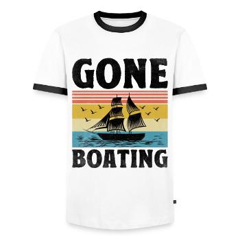 Gone Boating Paddle Boat - Men's Ringer Shirt - white/black - Front - AI Model Female 172 light (172cm) & AI Model Male 178 dark (178cm)
