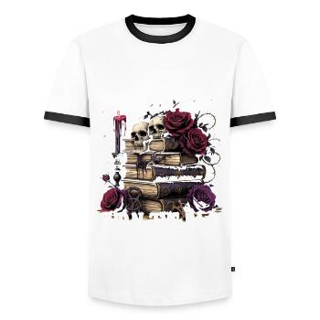 De sombres histoires d’amour qui volent votre cœur - T-shirt contrasté Homme - blanc/noir - Devant - AI Model Female 172 light (172cm) & AI Model Male 178 dark (178cm)