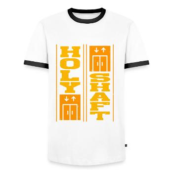 Elevator Mechanic Elevator Fitter Holy Shaft - Men's Ringer Shirt - white/black - Front - AI Model Female 172 light (172cm) & AI Model Male 178 dark (178cm)