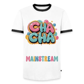 ChaCha Tanz Tanzen Cha Cha Walking - Männer Kontrast-T-Shirt - Weiß/Schwarz - Vorne - AI Model Female 172 light (172cm) & AI Model Male 178 dark (178cm)