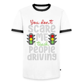 Driving Instructor Driving School Instructor I Teach People Driving - Men's Ringer Shirt - white/black - Front - AI Model Female 172 light (172cm) & AI Model Male 178 dark (178cm)