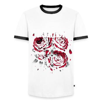 Dark Romance Passion Burns Birghtest In The Dark - Men's Ringer Shirt - white/black - Front - AI Model Female 172 light (172cm) & AI Model Male 178 dark (178cm)