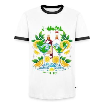 Bartender Barman Gin-uniely At Your Service - Men's Ringer Shirt - white/black - Front - AI Model Female 172 light (172cm) & AI Model Male 178 dark (178cm)