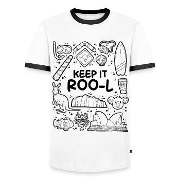 Keep it roo-l - Men's Ringer Shirt - white/black - Front - AI Model Female 172 light (172cm) & AI Model Male 178 dark (178cm)