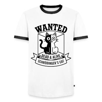 Schroedinger´s Katze - Männer Kontrast-T-Shirt - Weiß/Schwarz - Vorne - AI Model Female 172 light (172cm) & AI Model Male 178 dark (178cm)