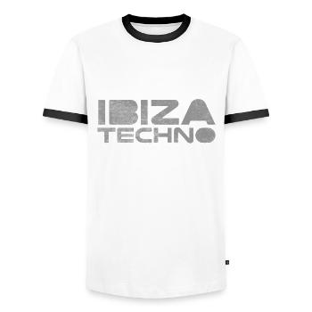 Ibiza Techno - Men's Ringer Shirt - white/black - Front - AI Model Female 172 light (172cm) & AI Model Male 178 dark (178cm)