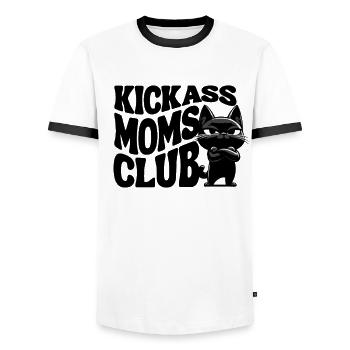 Kickass Moms Club - Cool Cat Loki for Mother's Day - Men's Ringer Shirt - white/black - Front - AI Model Female 172 light (172cm) & AI Model Male 178 dark (178cm)