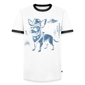 Chihuahua Cowboy Hat Bandana Desert Cactus - Men's Ringer Shirt - white/black - Front - AI Model Female 172 light (172cm) & AI Model Male 178 dark (178cm)