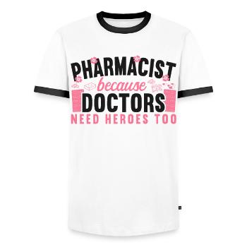 Pharmacy Tech Technician - Männer Kontrast-T-Shirt - Weiß/Schwarz - Vorne - AI Model Female 172 light (172cm) & AI Model Male 178 dark (178cm)