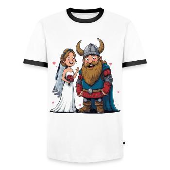 Odin Viking Valhalla Viking Hammer Thor Odin - Men's Ringer Shirt - white/black - Front - AI Model Female 172 light (172cm) & AI Model Male 178 dark (178cm)