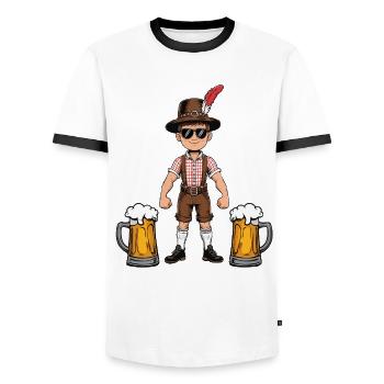 Garçon à Lederhosen Bière JGA Majorque Bavière Alcool - T-shirt contrasté Homme - blanc/noir - Devant - AI Model Female 172 light (172cm) & AI Model Male 178 dark (178cm)