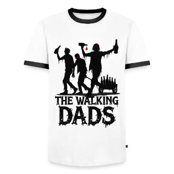 The Walking Dads – Vatertag Junggesellenabschied - Männer Kontrast-T-Shirt - Weiß/Schwarz - Vorne - AI Model Female 172 light (172cm) & AI Model Male 178 dark (178cm)