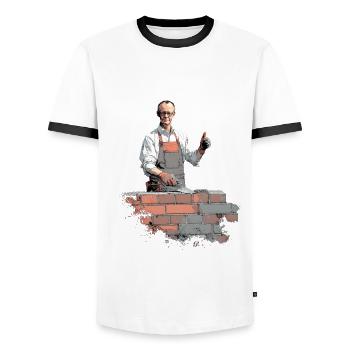 Merz Rambo Zambo - Kanzler - Männer Kontrast-T-Shirt - Weiß/Schwarz - Vorne - AI Model Female 172 light (172cm) & AI Model Male 178 dark (178cm)