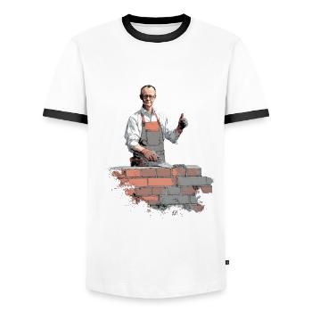 Merz - 2. Wahl Kanzler - nein zu Merz - Männer Kontrast-T-Shirt - Weiß/Schwarz - Vorne - AI Model Female 172 light (172cm) & AI Model Male 178 dark (178cm)