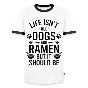 Ramen Chiens Anime Drôle Kawaii Ramen Cadeau - T-shirt contrasté Homme - blanc/noir - Devant - AI Model Female 172 light (172cm) & AI Model Male 178 dark (178cm)