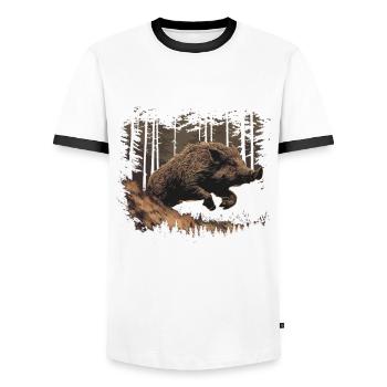 Hunter Closed Season - Men's Ringer Shirt - white/black - Front - AI Model Female 172 light (172cm) & AI Model Male 178 dark (178cm)