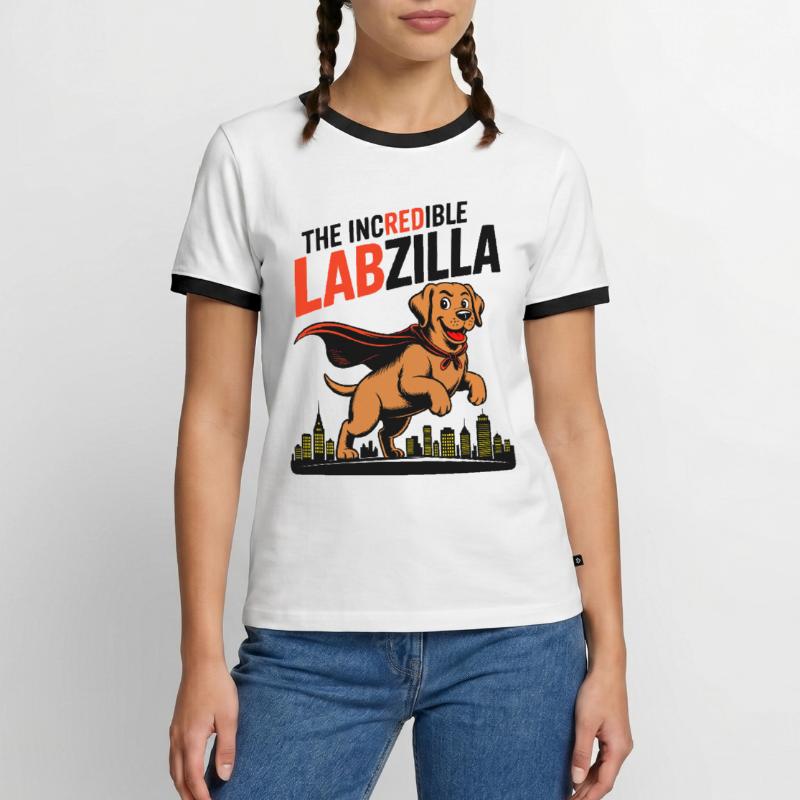 Labzilla – Foxred Labrador in Monster Mode Men's Ringer Shirt