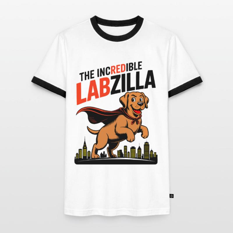 Labzilla – Foxred Labrador in Monster Mode Men's Ringer Shirt