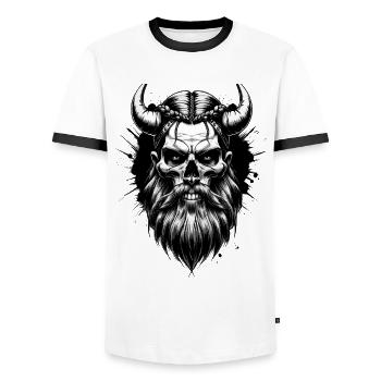 Nordische Mythologie Wikinger Krieger Valhalla - Männer Kontrast-T-Shirt - Weiß/Schwarz - Vorne - AI Model Female 172 light (172cm) & AI Model Male 178 dark (178cm)