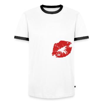 Embrassez toujours le cuisinier - kochen - Spruch - T-shirt contrasté Homme - blanc/noir - Devant - AI Model Female 172 light (172cm) & AI Model Male 178 dark (178cm)