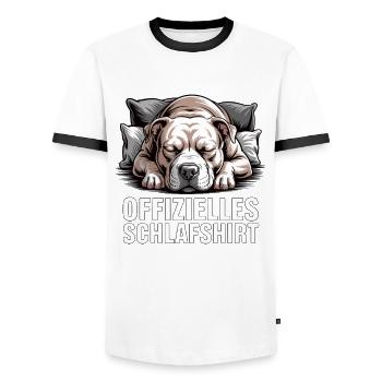 Offizielles Schlafshirt Pitbull edition - Männer Kontrast-T-Shirt - Weiß/Schwarz - Vorne - AI Model Female 172 light (172cm) & AI Model Male 178 dark (178cm)