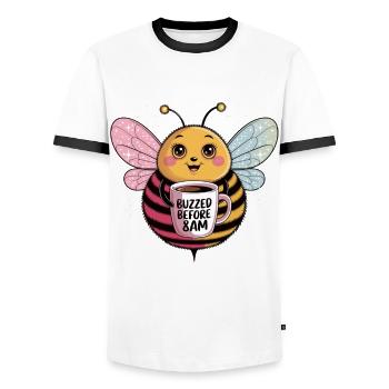 Bourdonnement avant 8 h - Une abeille fatiguée a besoin de café - T-shirt contrasté Homme - blanc/noir - Devant - AI Model Female 172 light (172cm) & AI Model Male 178 dark (178cm)