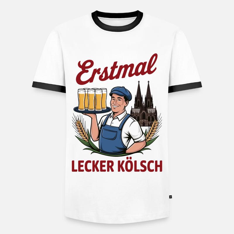 Erstmal lecker Koelsch - Männer Kontrast-T-Shirt - Weiß/Schwarz