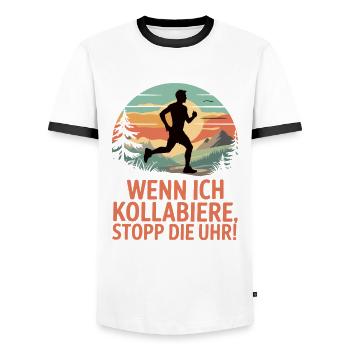 Wenn ich kollabiere, stopp die Uhr - Männer Kontrast-T-Shirt - Weiß/Schwarz - Vorne - AI Model Female 172 light (172cm) & AI Model Male 178 dark (178cm)