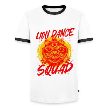 Escouade de danse du lion de Löwentanz - T-shirt contrasté Homme - blanc/noir - Devant - AI Model Female 172 light (172cm) & AI Model Male 178 dark (178cm)