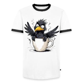 Bird don't want coffee before you ask no - Men's Ringer Shirt - white/black - Front - AI Model Female 172 light (172cm) & AI Model Male 178 dark (178cm)