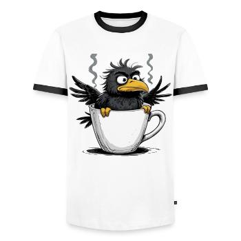 Bird don't want coffee before you ask no - Men's Ringer Shirt - white/black - Front - AI Model Female 172 light (172cm) & AI Model Male 178 dark (178cm)
