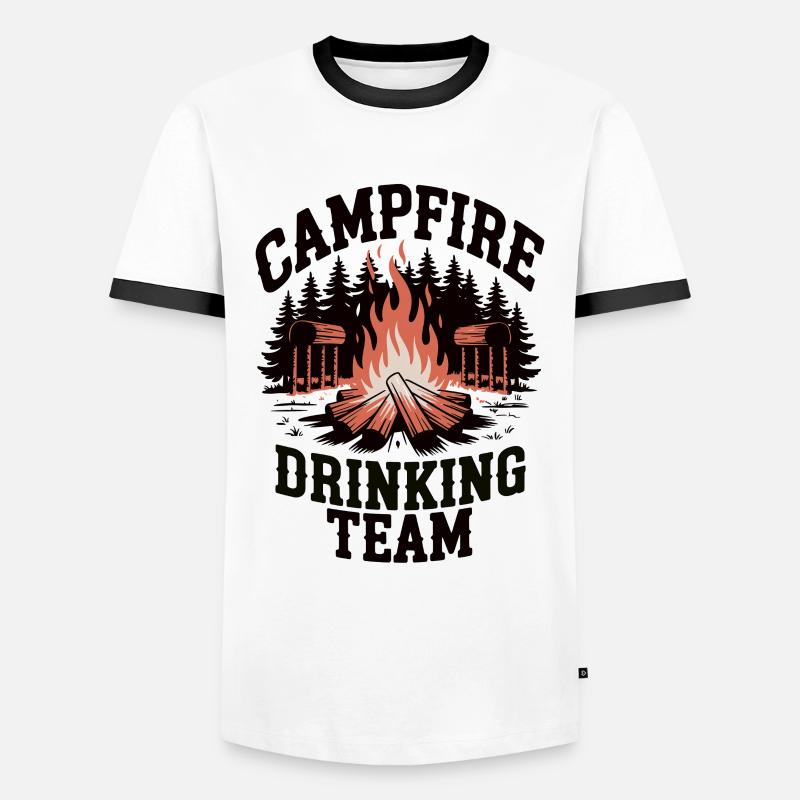 Campfire Drinking Team - Männer Kontrast-T-Shirt - Weiß/Schwarz
