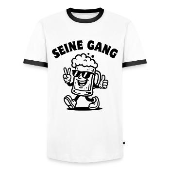 JGA Junggesellen Abschied - Seine Gang - Männer Kontrast-T-Shirt - Weiß/Schwarz - Vorne - AI Model Female 172 light (172cm) & AI Model Male 178 dark (178cm)